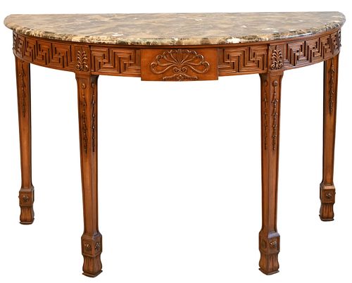 CONTEMPORARY MARBLE TOP DEMILUNE