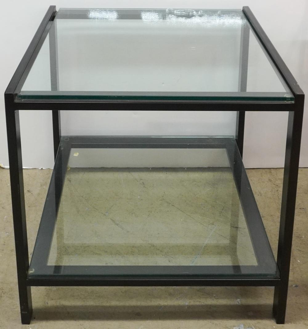 CONTEMPORARY METAL AND GLASS TOP