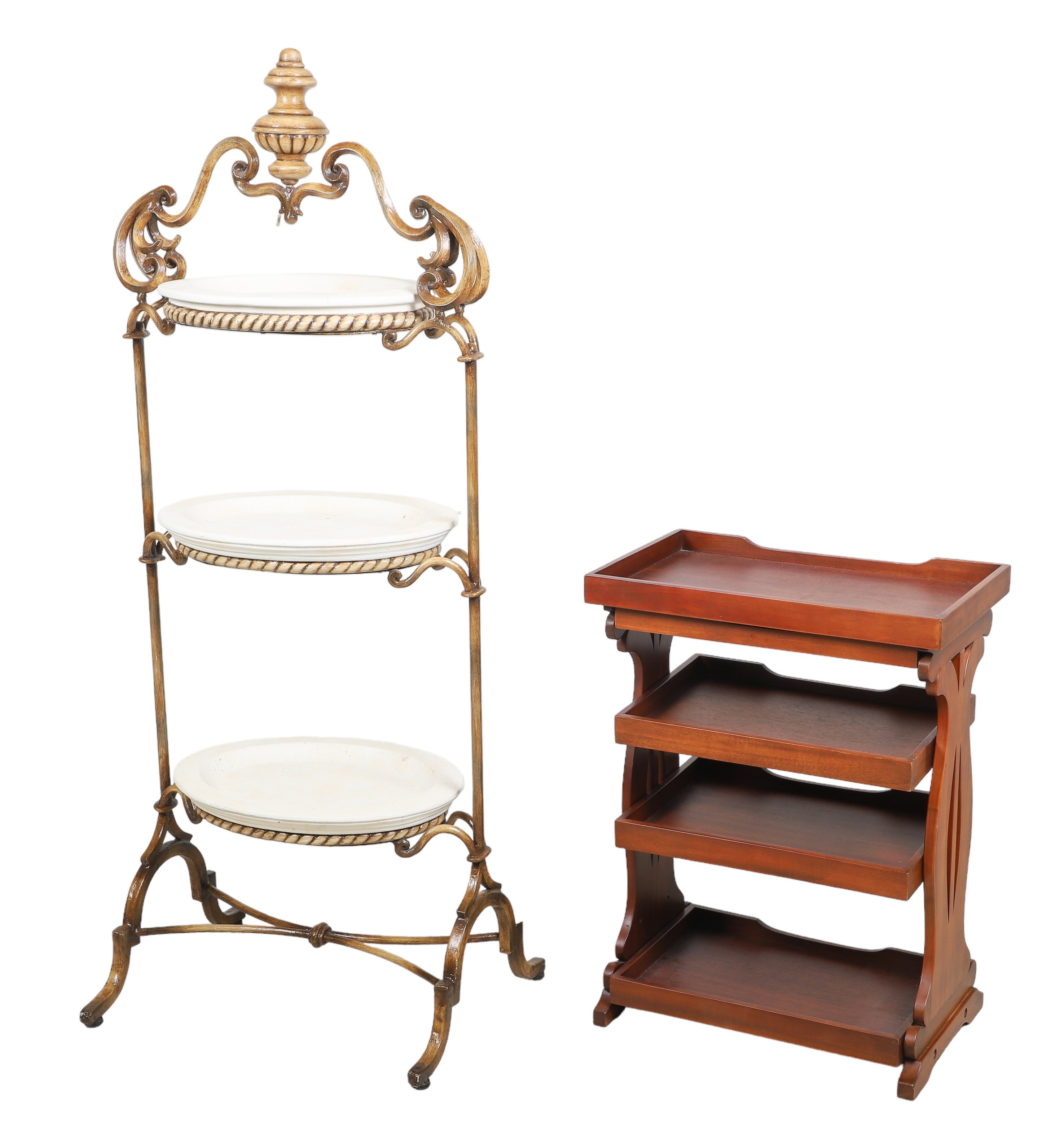 Contemporary painted metal tiered