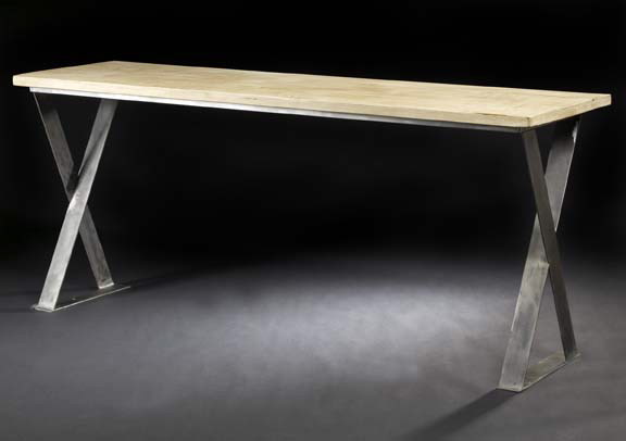 Contemporary Pickled Wood and Steel