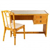 CONTEMPORARY RATTAN DESK & CHA