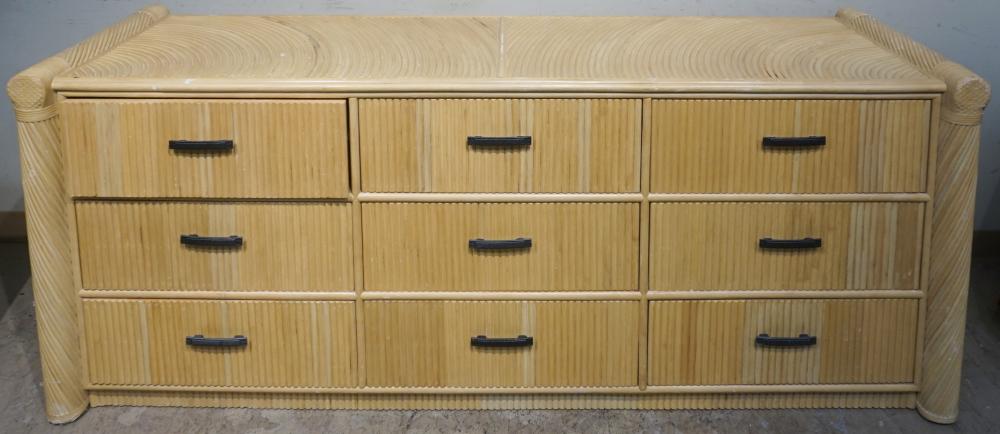 CONTEMPORARY RATTAN TRIPLE DRESSER,