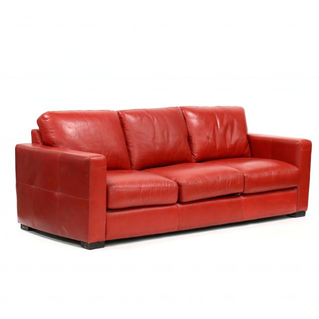 CONTEMPORARY RED LEATHER SOFA
