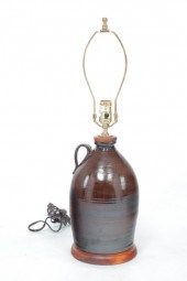 CONTEMPORARY REDWARE JUG LAMP.