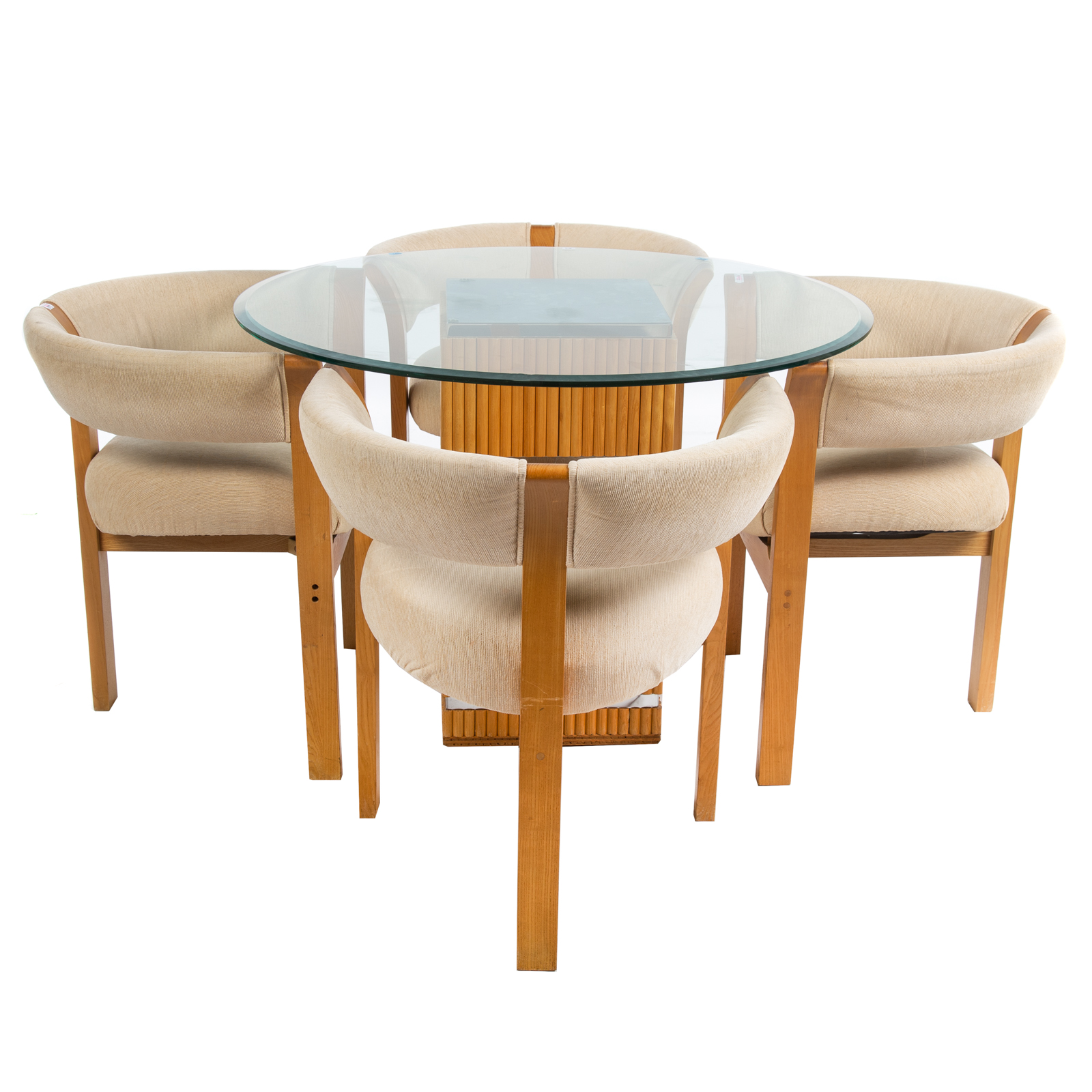 CONTEMPORARY ROUND GLASS TABLE &