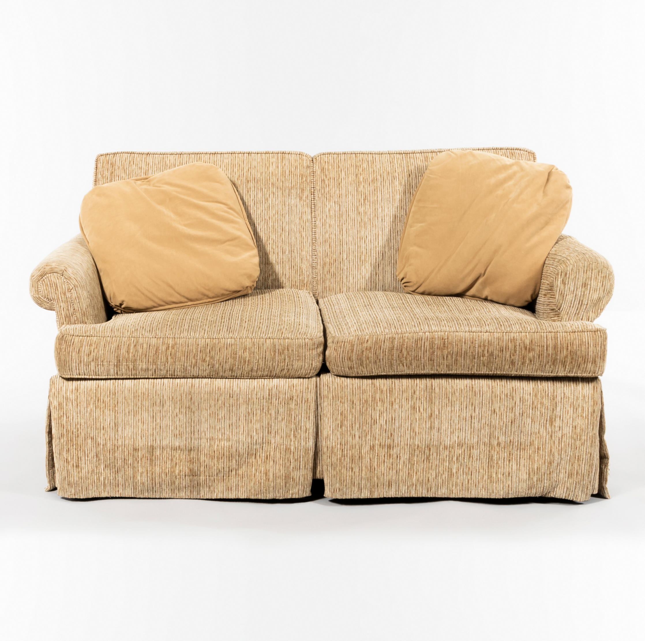 CONTEMPORARY TAN CHENILLE COUCH