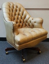 CONTEMPORARY TAN TUFTED LEATHE