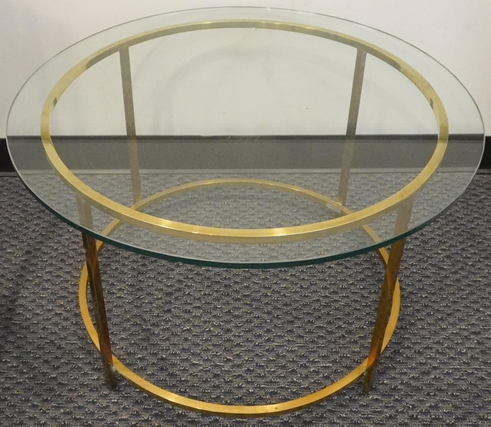 CONTEMPORARY TWO-TIER BRASS GLASS
