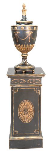 CONTEMPORARY URN ON PEDESTAL,