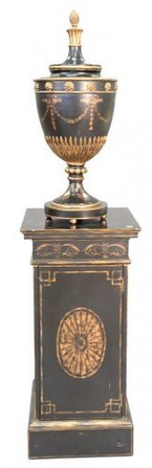 CONTEMPORARY URN ON PEDESTAL,