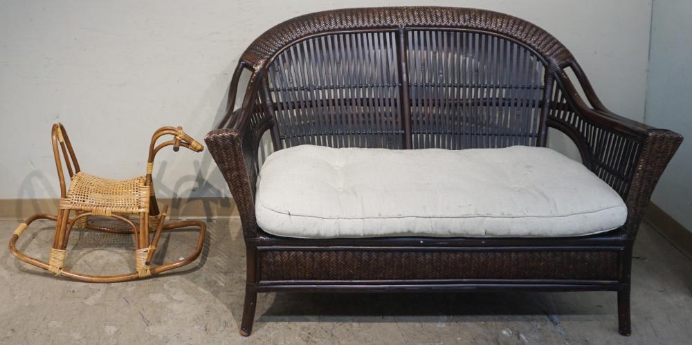 CONTEMPORARY WICKER LOVE SEAT AND