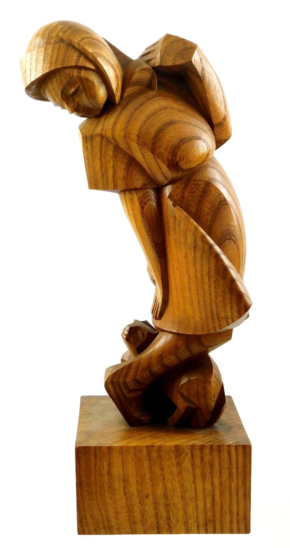 CONTEMPORARY WOOD SCULPTURE OF A