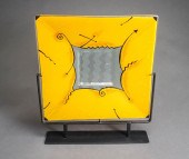 CONTEMPORARY YELLOW CASED GLAS