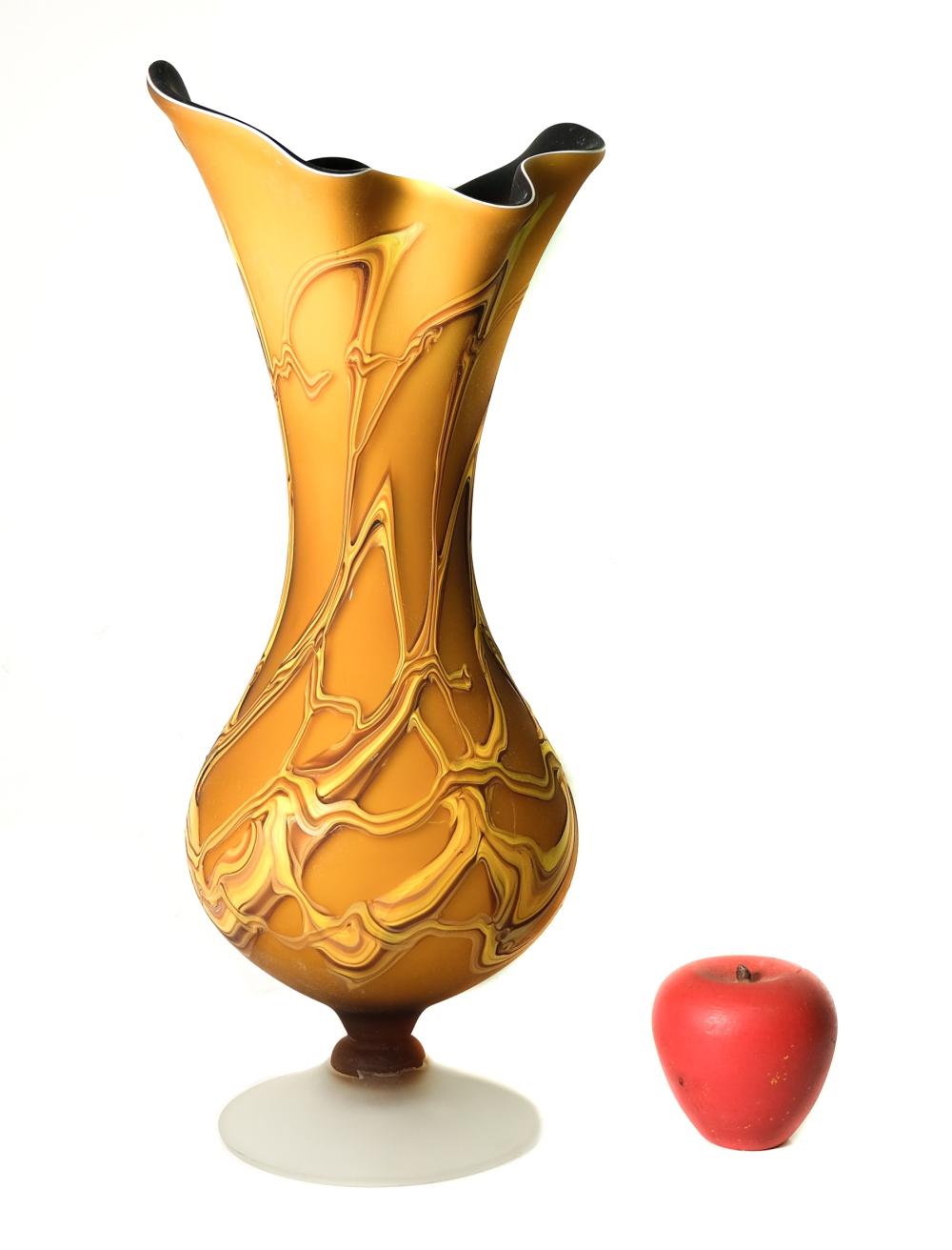 CONTINENTAL ART GLASS VASE W/ENAMEL