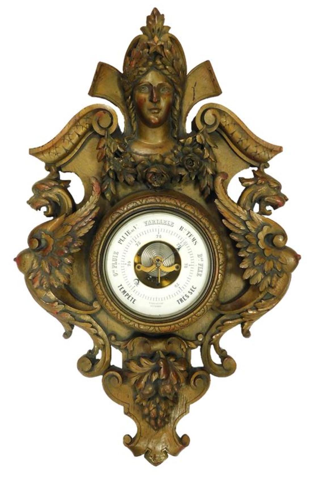 CONTINENTAL BAROMETER IN CARVED