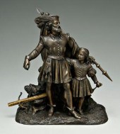 Continental bronze figural gro