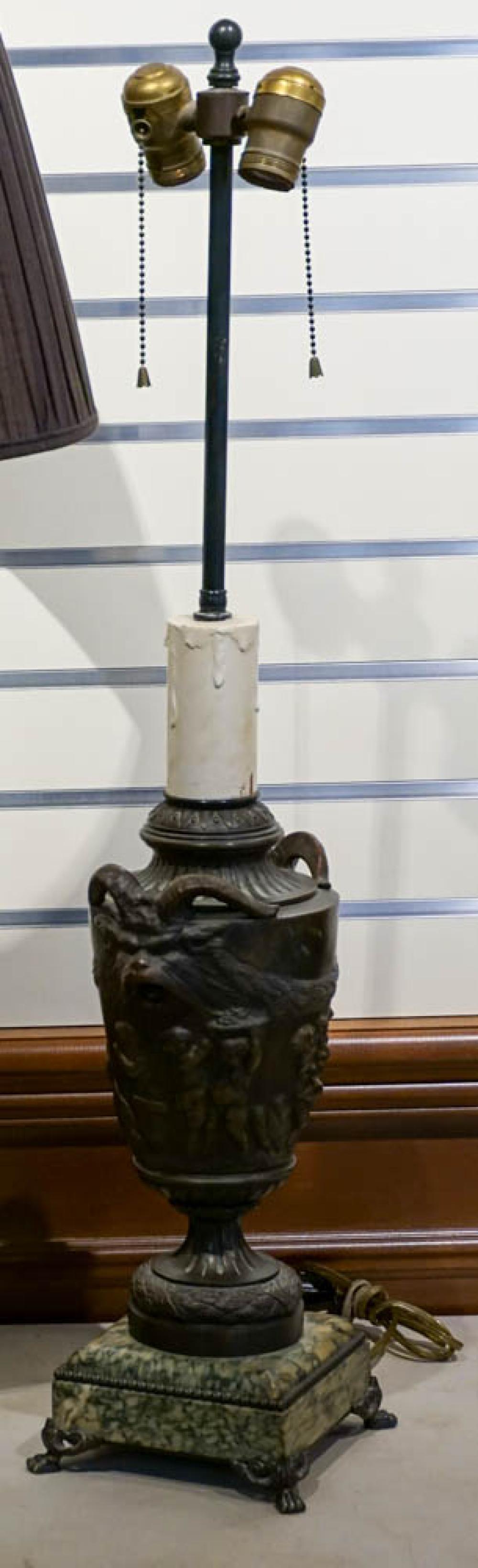 CONTINENTAL BRONZE SATYR HANDLE URN