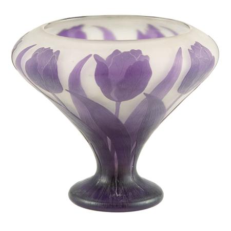 Continental Cameo Glass Vase 	 