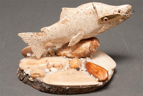 Continental carved bone trout