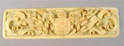 Continental carved ivory heraldic