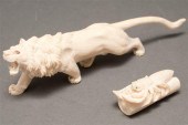 Continental carved ivory lion