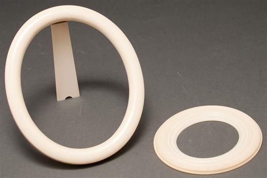 Continental carved ivory oval easel