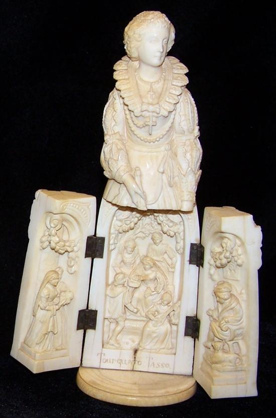 Continental carved ivory triptych