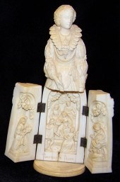Continental carved ivory tript