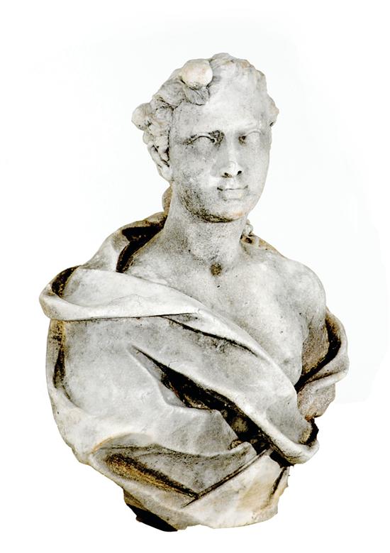 Continental carved marble bust of