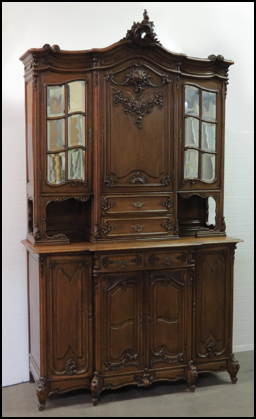 CONTINENTAL CARVED OAK BUFFET. H: