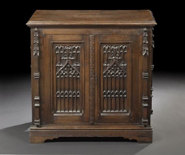 Continental Carved Oak Cabinet, 