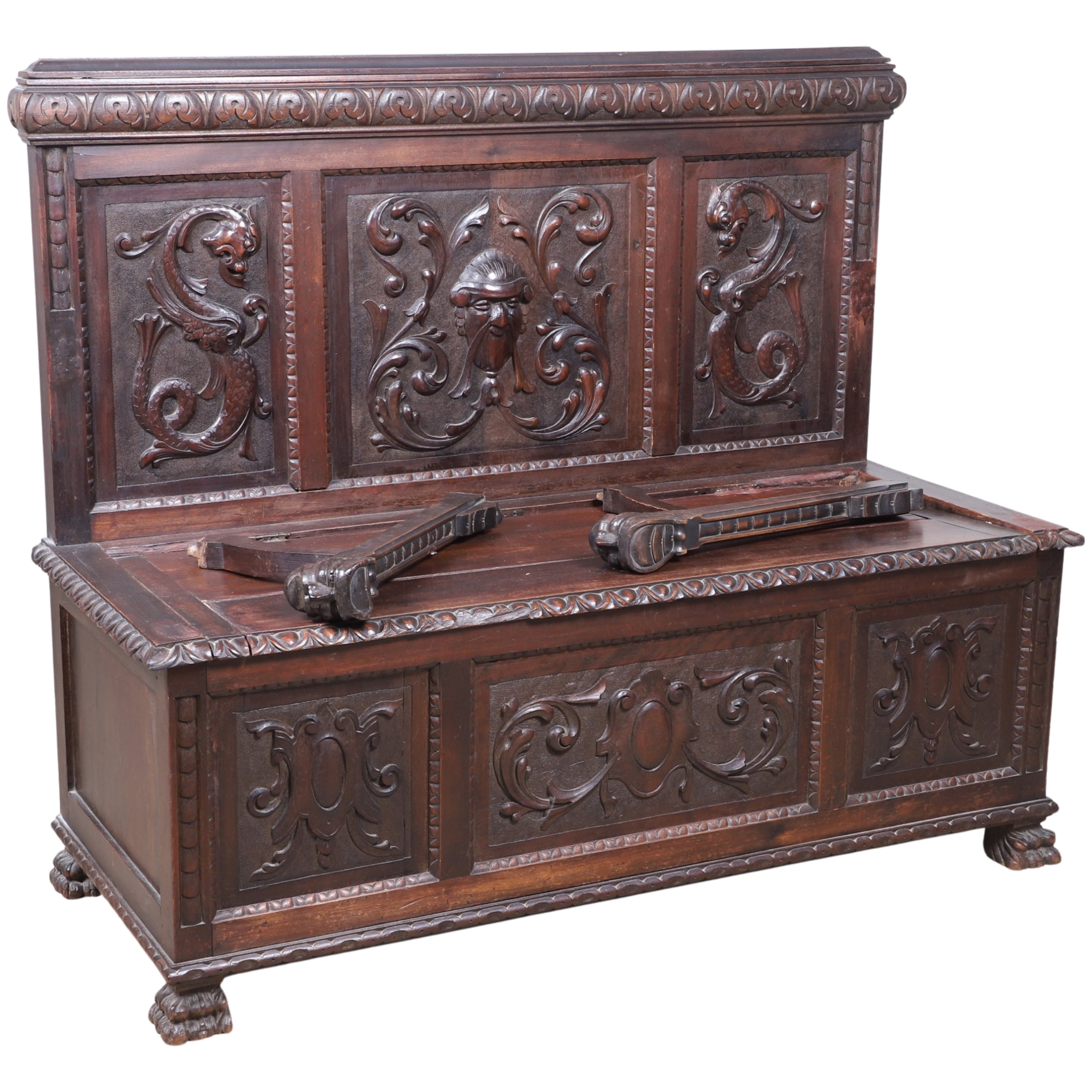 Continental carved oak cassone,