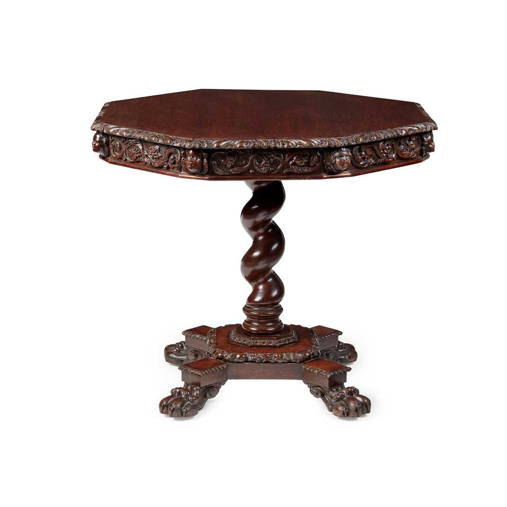 CONTINENTAL CARVED OAK OCTAGONAL
