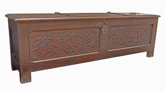 CONTINENTAL CARVED WALNUT COFFER