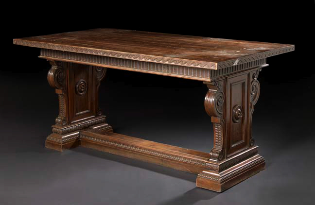 Continental Carved Walnut Library
