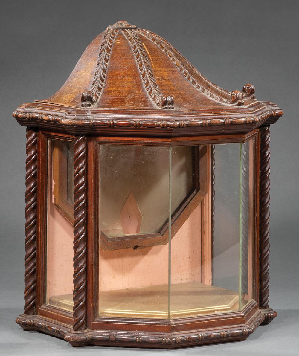 CONTINENTAL CARVED WALNUT RELIQUARY