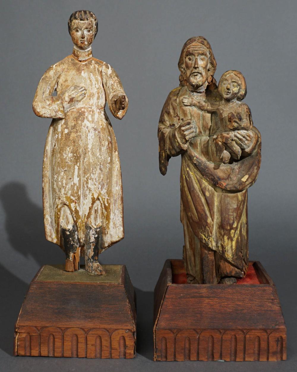 CONTINENTAL CARVED WOOD FIGURE OF A