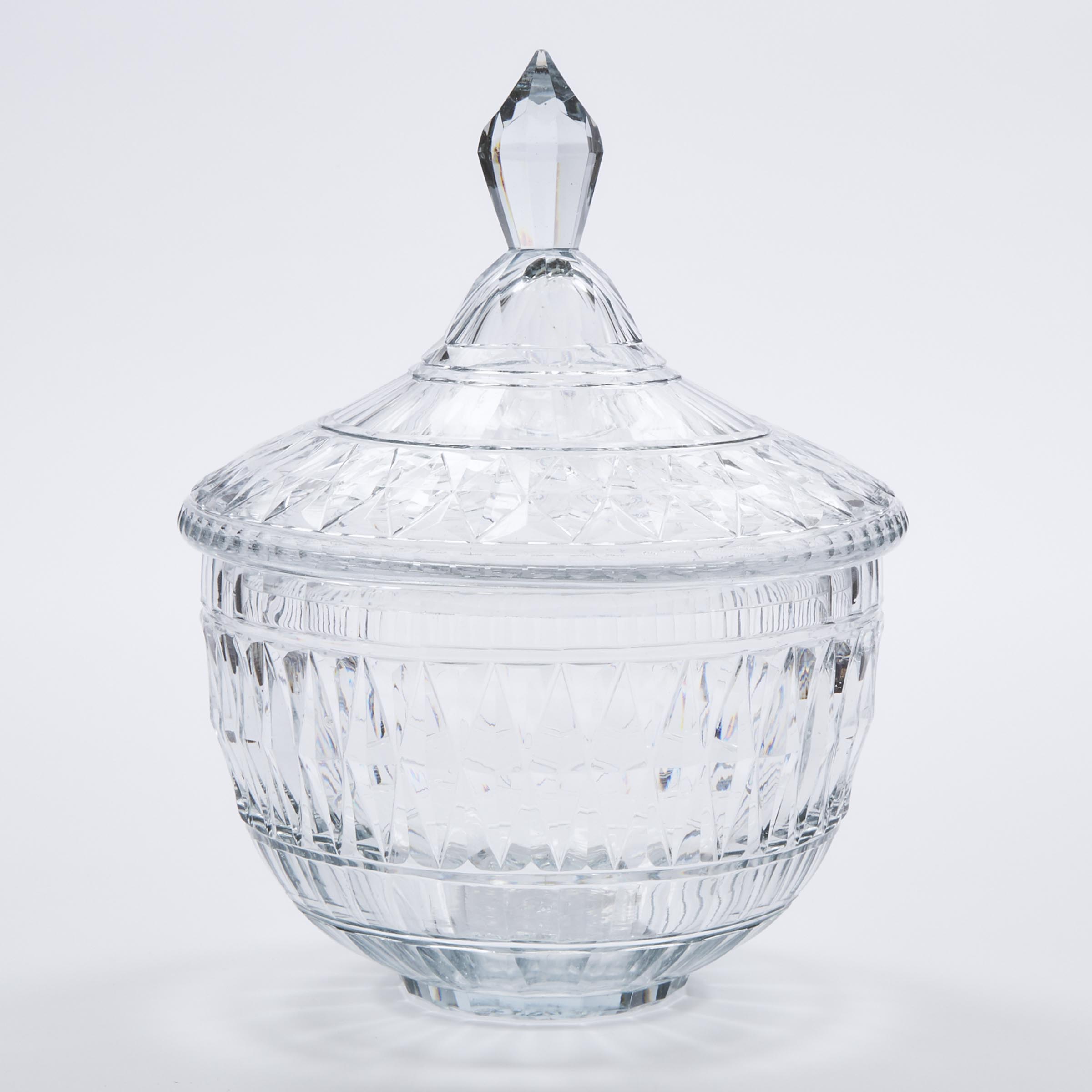 Continental Cut Glass Covered Bowl,