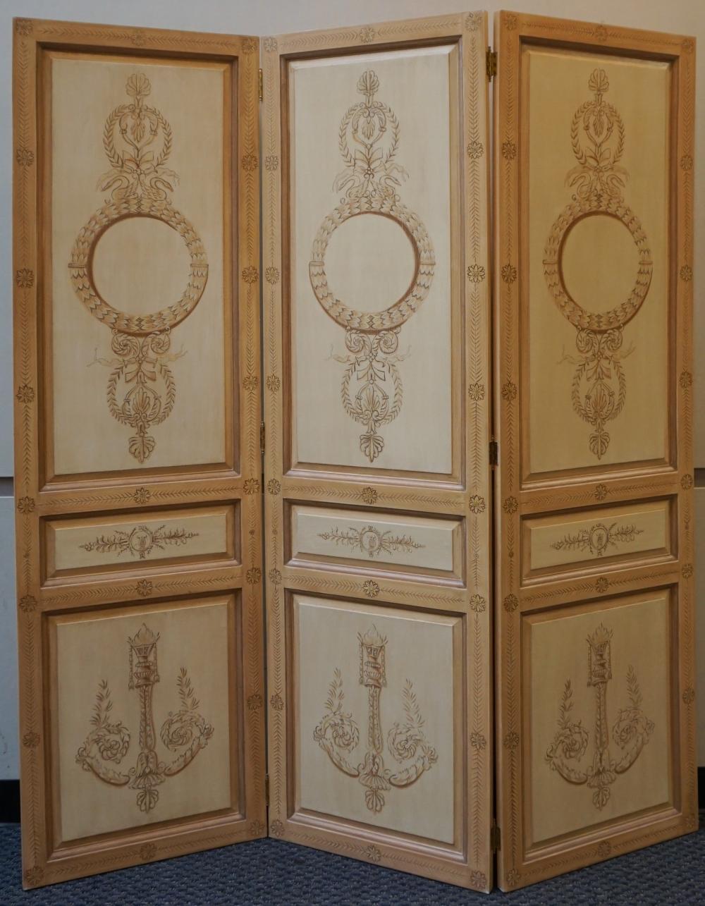 CONTINENTAL DECORATED THREE-PANEL