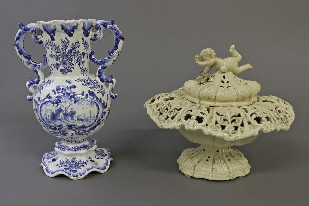 Continental earthenware vase, circa