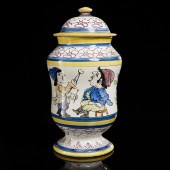 CONTINENTAL FAIENCE DRUG JAR,