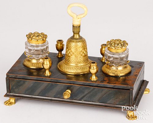 CONTINENTAL GILT BRASS AND BONE