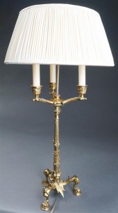 CONTINENTAL GILT BRASS THREE-L