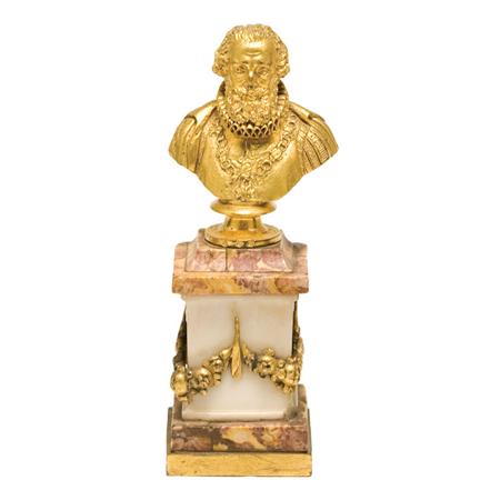 Continental Gilt-Bronze Bust 	 