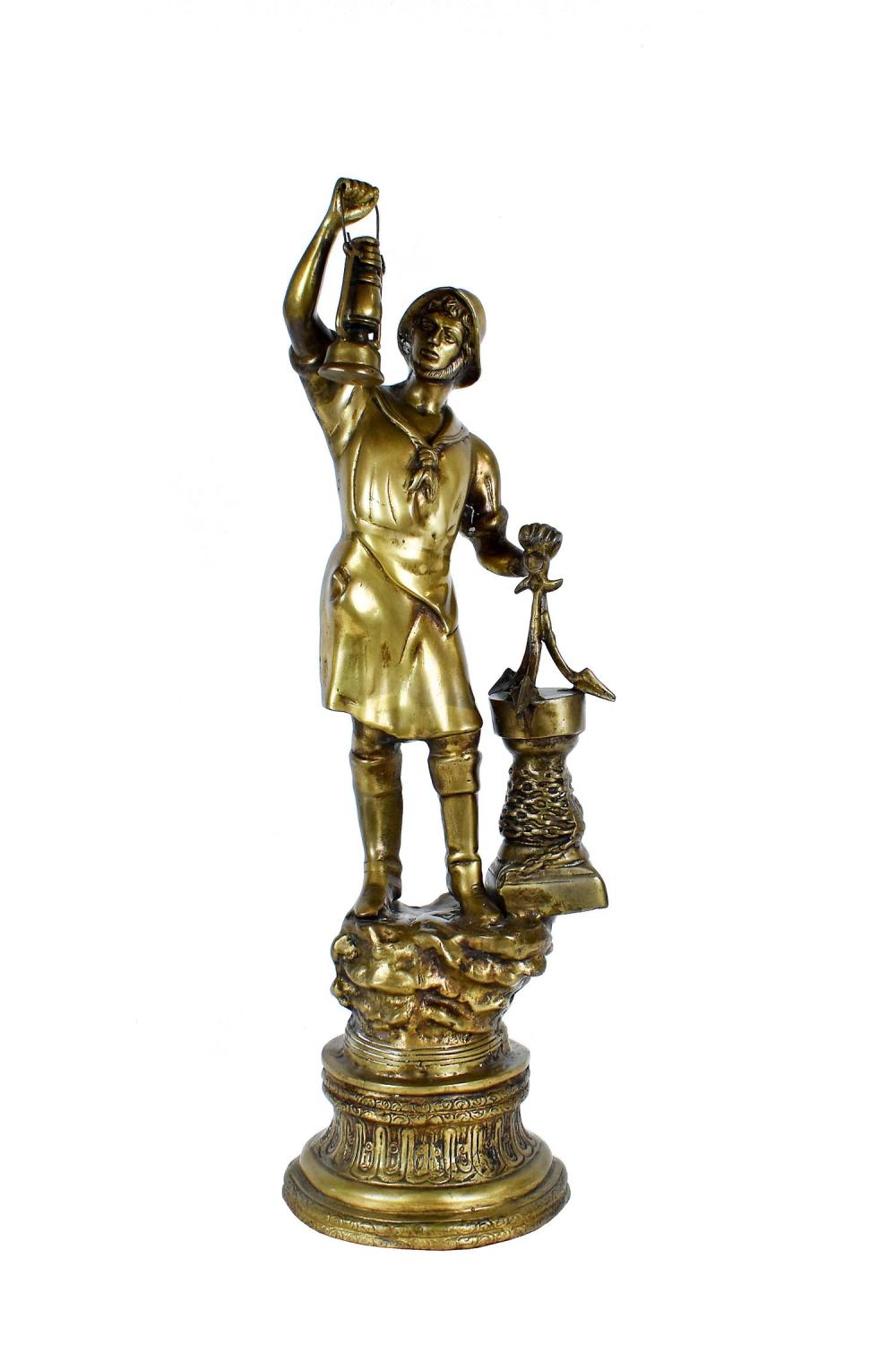 CONTINENTAL GILT BRONZE FIGURE OF A