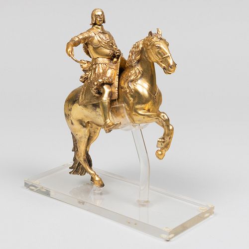 CONTINENTAL GILT-BRONZE HORSE AND