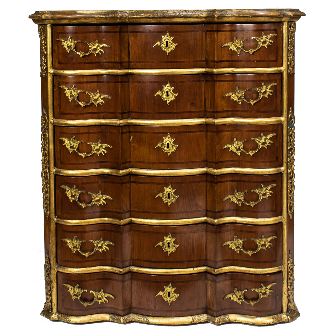CONTINENTAL GILT BRONZE MOUNTED SIX