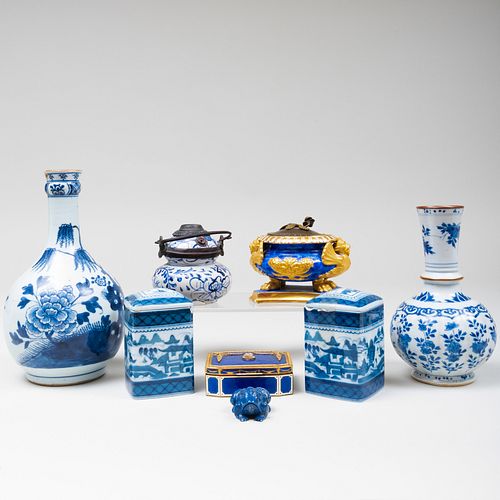 CONTINENTAL GILT ENAMEL BOX AND A