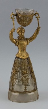 CONTINENTAL GILT METAL AND GLA