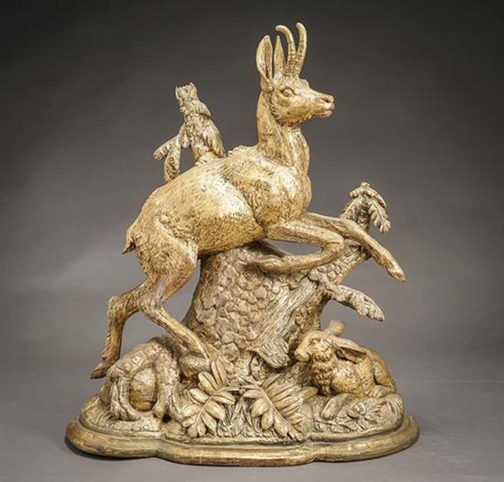 CONTINENTAL GILTWOOD FIGURE OF A